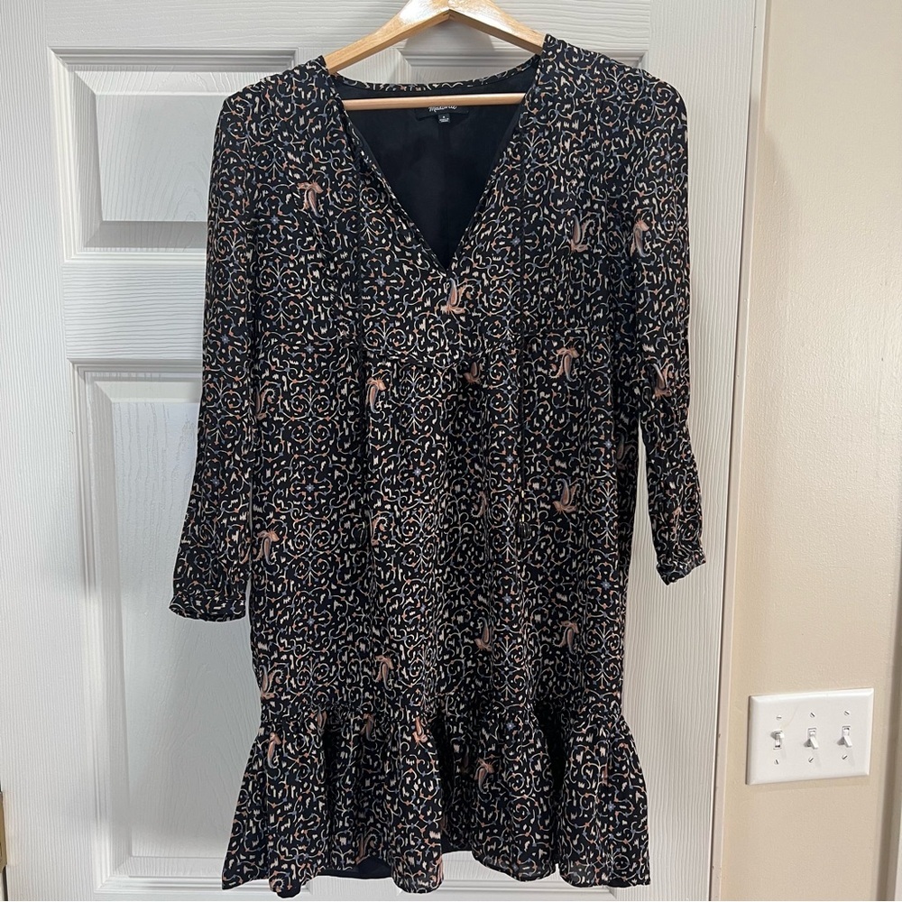Madewell 100% Silk Mini Dress Size 0 Fiesta Paisley Design Boho Twee G…